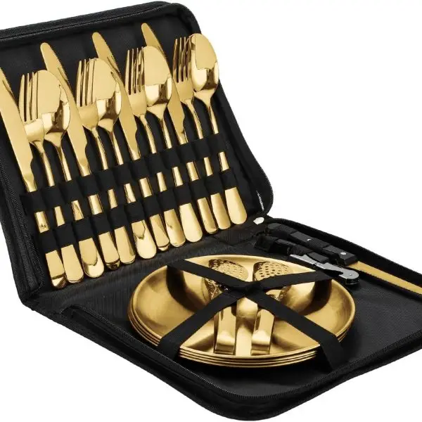 ست مسافرتی استیل ۴ نفره طلایی