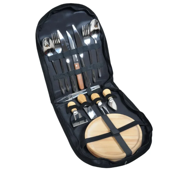 ست سفری دو نفره چوب استیل با کیف