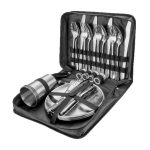 ست ظروف سفری استیل با کیف برای کمپینگ و آفرود