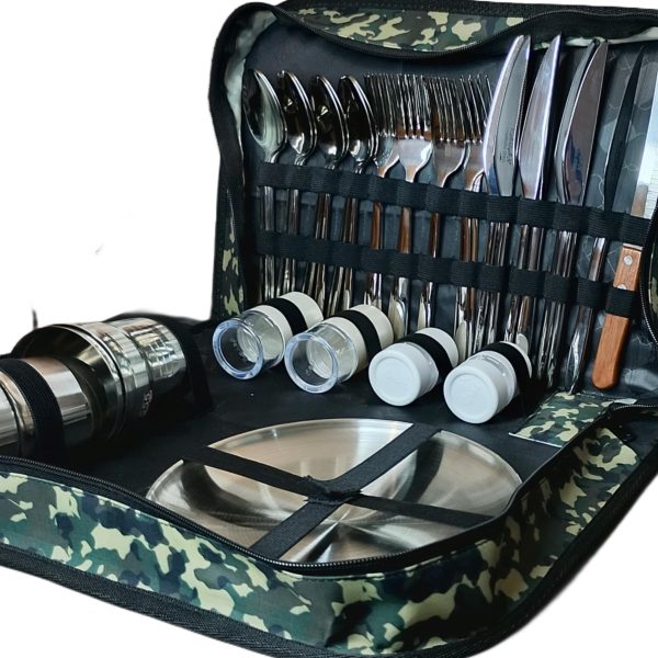 خرید ست ظروف سفری استیل با کیف | کامل، ضد ضربه و ضدزنگ (8 نفره)